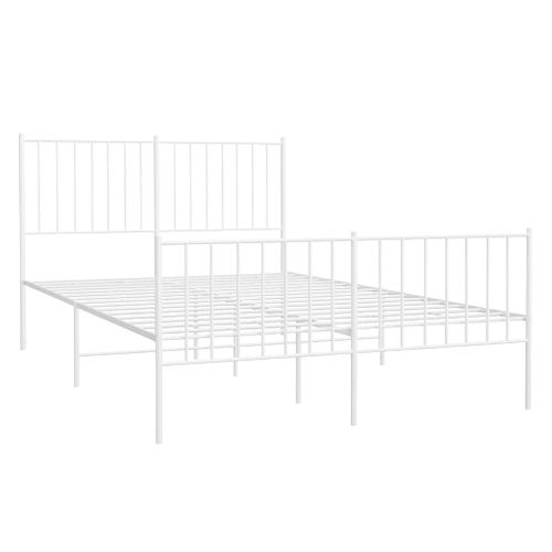 Cadre De Lit Métal Sans Matelas Et Pied De Lit Blanc 120x190 Cm