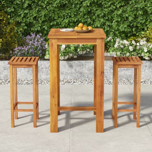 Ensemble De Bar De Jardin 3 Pièces Bois D'acacia Solide