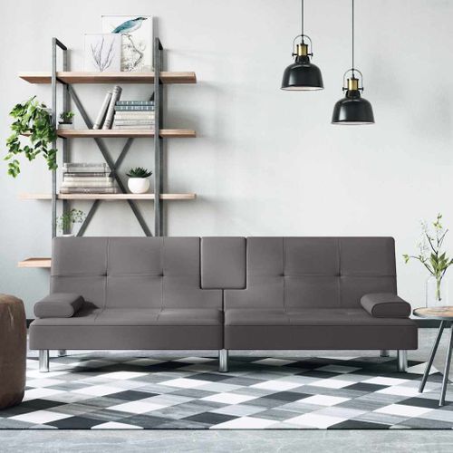 Canapé-lit Avec Porte-gobelets Gris Simili