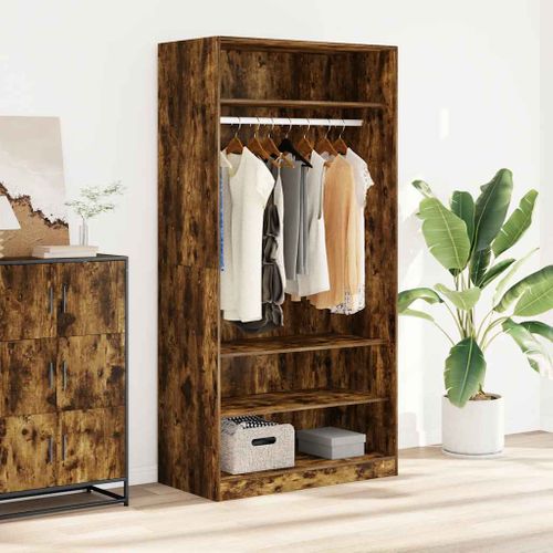 Garde-robe Chêne Fumé 100x50x200 Cm Bois Contreplaqué