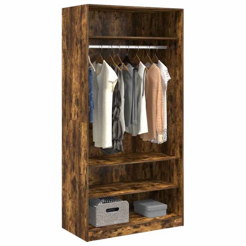 Garde-robe Chêne Fumé 100x50x200 Cm Bois Contreplaqué