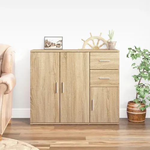 Buffet Chêne Sonoma 91x29,5x75 Cm Bois Contreplaqué