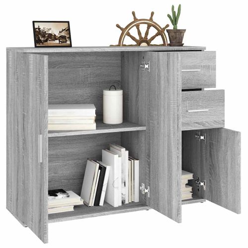Buffet Sonoma Gris 91x29,5x75 Cm Bois Contreplaqué