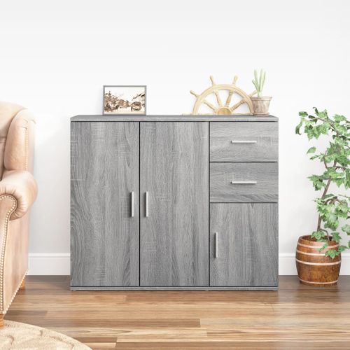 Buffet Sonoma Gris 91x29,5x75 Cm Bois Contreplaqué