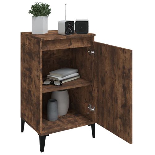 Table De Chevet Chêne Fumé 40x35x70 Cm Bois Contreplaqué