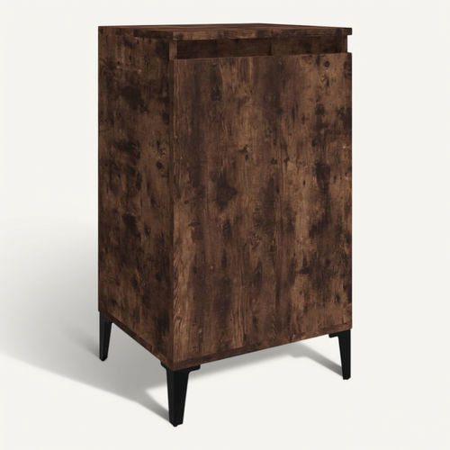 Table De Chevet Chêne Fumé 40x35x70 Cm Bois Contreplaqué