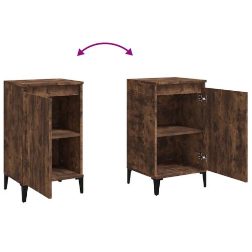 Table De Chevet Chêne Fumé 40x35x70 Cm Bois Contreplaqué