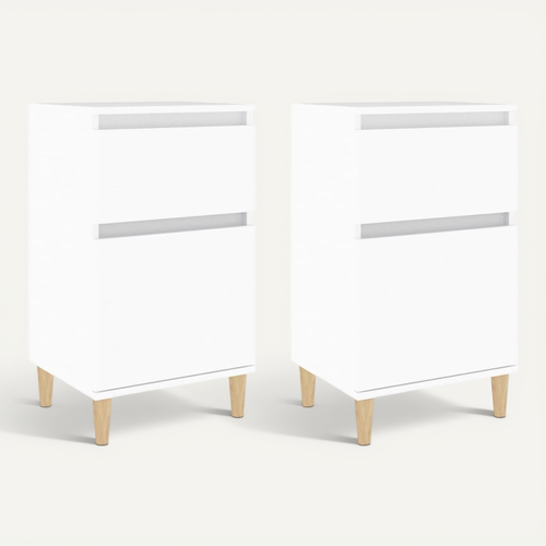 Tables De Chevet 2 Pièces Blanc 40x35x70 Cm
