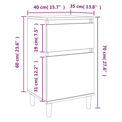Tables De Chevet 2 Pièces Blanc 40x35x70 Cm