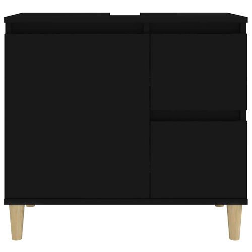 Armoire De Salle De Bain Noir 65x33x60 Cm Bois Contreplaqué