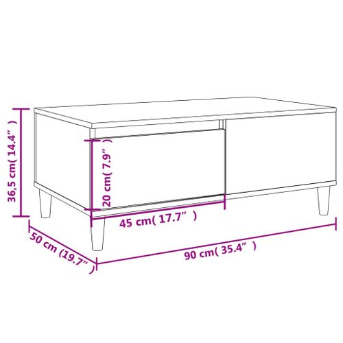 Table Basse Chêne Sonoma 90x50x36,5 Cm Bois Contreplaqué