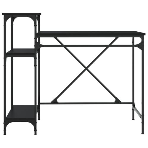 Bureau Avec Étagères Noir 105x50x90 Cm Bois Contreplaqué Et Fer