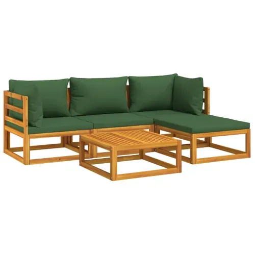 Salon De Jardin 5 Pièces Avec Coussins Vert Bois Massif