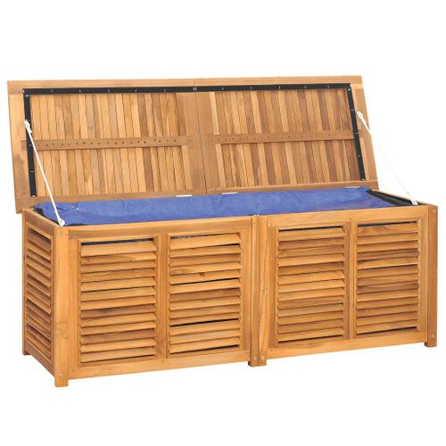 Boîte De Rangement Jardin Et Sac 150x50x55 Cm Bois Massif Teck Grand Espace De Stockage