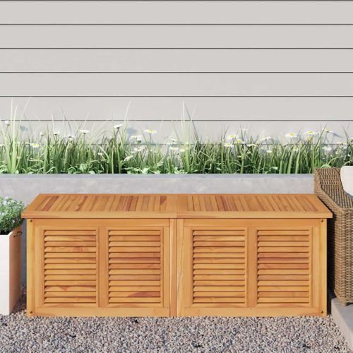 Boîte De Rangement Jardin Et Sac 150x50x55 Cm Bois Massif Teck Grand Espace De Stockage