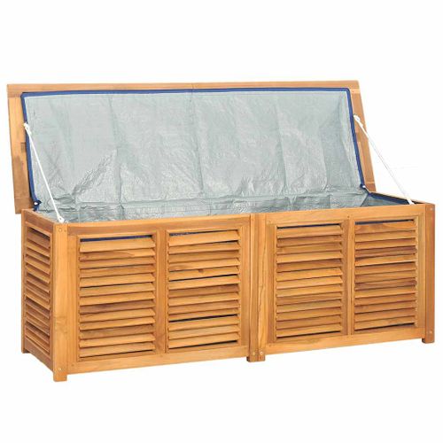 Boîte De Rangement Jardin Et Sac 150x50x55 Cm Bois Massif Teck Grand Espace De Stockage