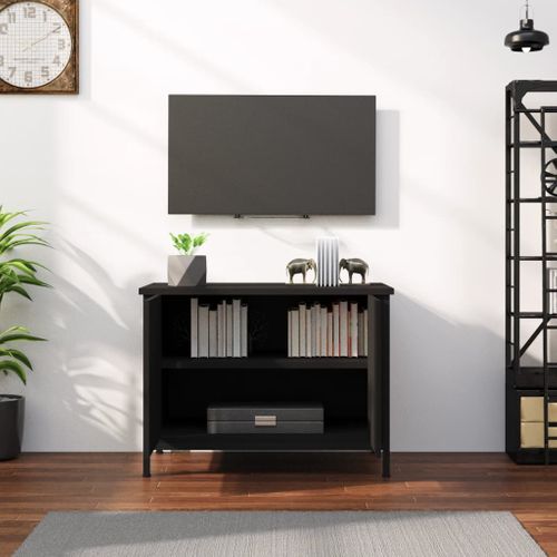 Meuble TV Avec Portes Noir 60x35x45 Cm Bois Contreplaqué