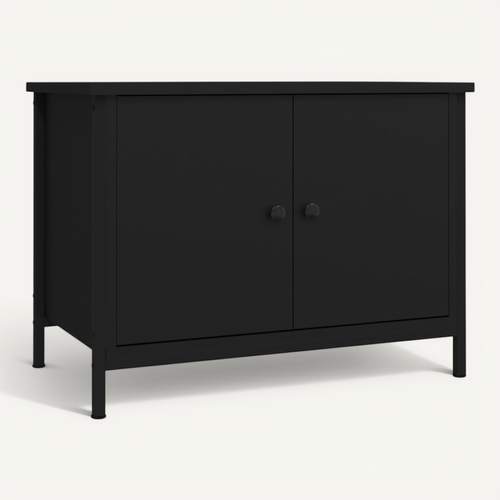Meuble TV Avec Portes Noir 60x35x45 Cm Bois Contreplaqué