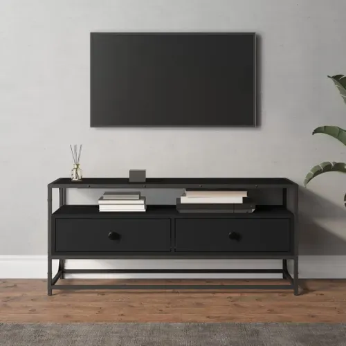 Meuble TV Noir 100x35x45 Cm Bois Contreplaqué