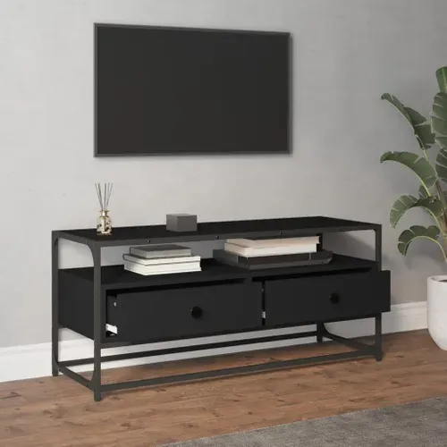 Meuble TV Noir 100x35x45 Cm Bois Contreplaqué