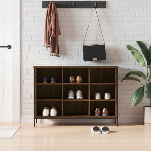 Armoire à Chaussures Chêne Marron 100x35x70cm Bois Contreplaqué