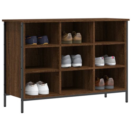 Armoire à Chaussures Chêne Marron 100x35x70cm Bois Contreplaqué