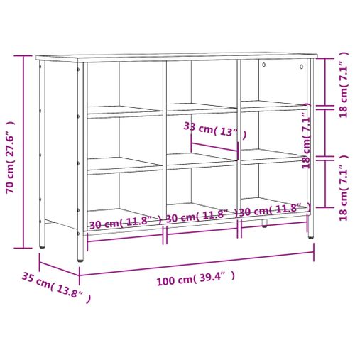 Armoire à Chaussures Chêne Marron 100x35x70cm Bois Contreplaqué