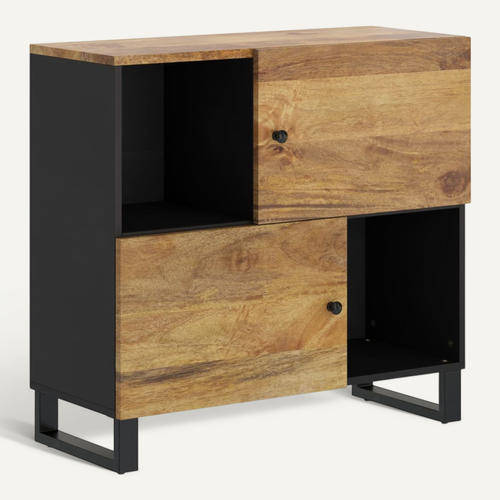 Buffet Avec 2 Portes 80x33x75 Cm Bois Massif De Manguier