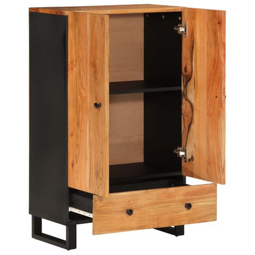 Buffet Haut Avec Tiroir 60x33x100cm Bois Massif D'acacia Et Fer