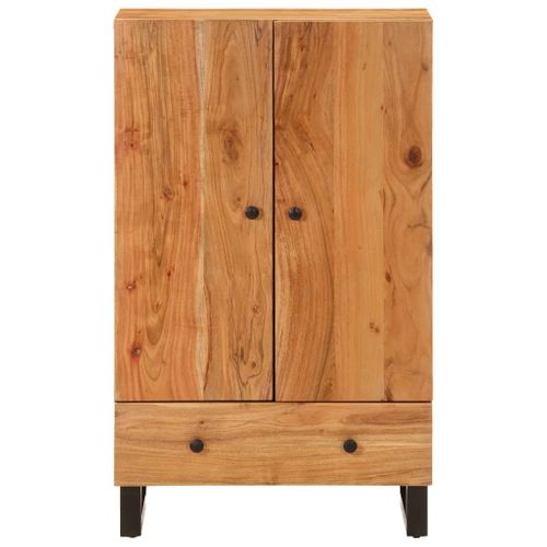 Buffet Haut Avec Tiroir 60x33x100cm Bois Massif D'acacia Et Fer