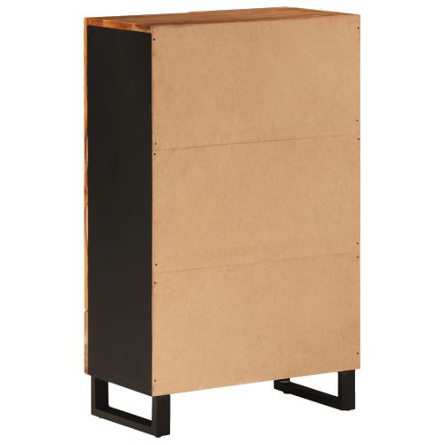 Buffet Haut Avec Tiroir 60x33x100cm Bois Massif D'acacia Et Fer