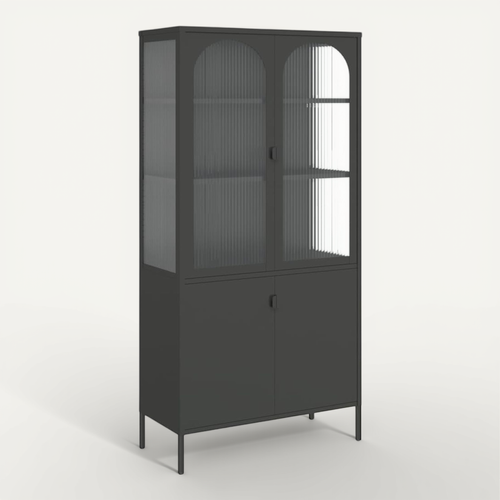 Vitrine d'exposition Blanc 90x40x180 Acier et verre trempé