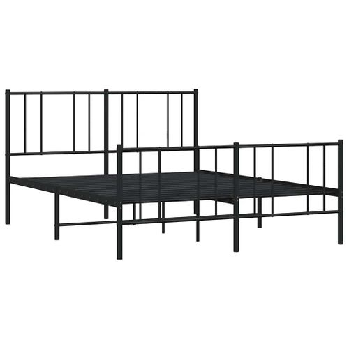 Cadre De Lit Métal Sans Matelas Avec Pied De Lit Noir 140x190cm