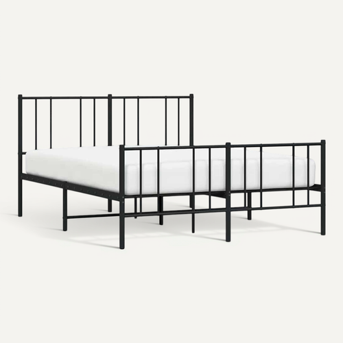 Cadre De Lit Métal Sans Matelas Avec Pied De Lit Noir 140x190cm