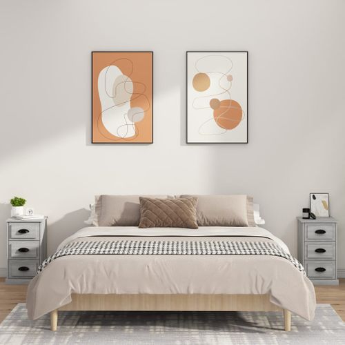 Table De Chevet Sonoma Gris 39x39x67 Cm Bois Contreplaqué