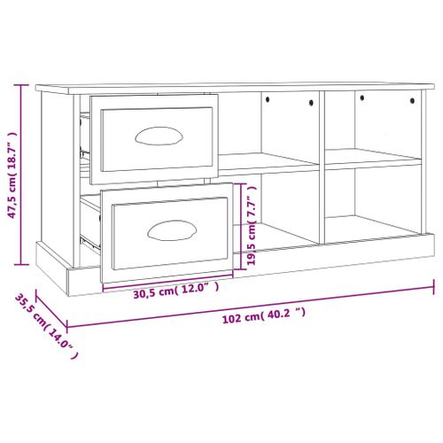 Meuble TV Noir 102x35,5x47,5 Cm Bois Contreplaqué