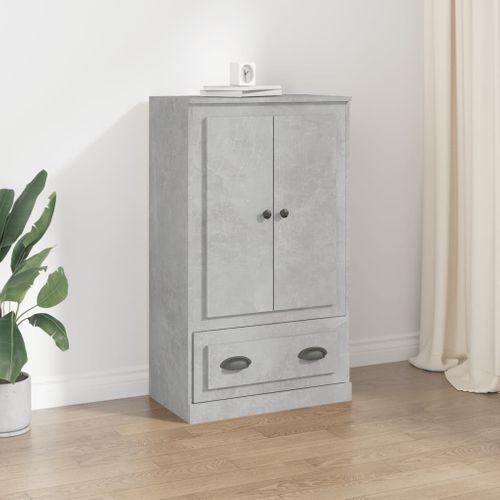 Buffet Haut Gris Béton 60x35,5x103,5 Cm Bois Contreplaqué