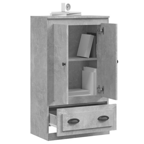 Buffet Haut Gris Béton 60x35,5x103,5 Cm Bois Contreplaqué