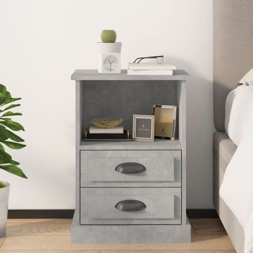Table De Chevet Gris Béton 43x36x60 Cm