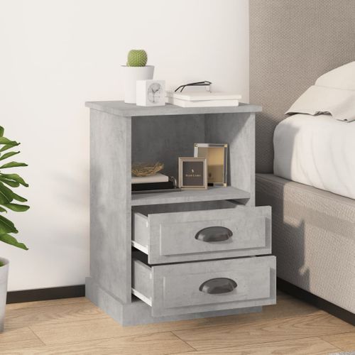Table De Chevet Gris Béton 43x36x60 Cm