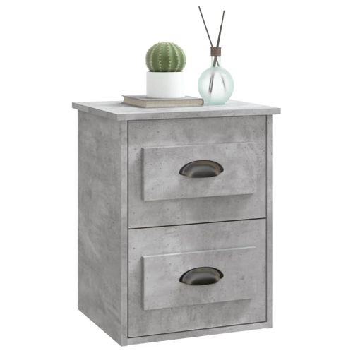 Table De Chevet Murale Gris Béton 41,5x36x53 Cm