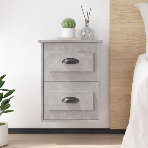 Table De Chevet Murale Gris Béton 41,5x36x53 Cm