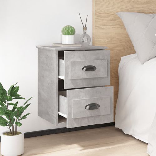Table De Chevet Murale Gris Béton 41,5x36x53 Cm