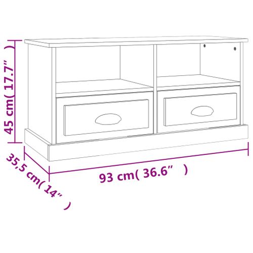 Meuble TV Noir 93x35,5x45 Cm Bois Contreplaqué