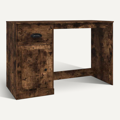 Bureau En Chêne Fumé Avec Tiroir – 115x50x75 Cm – Bois D’ingénierie