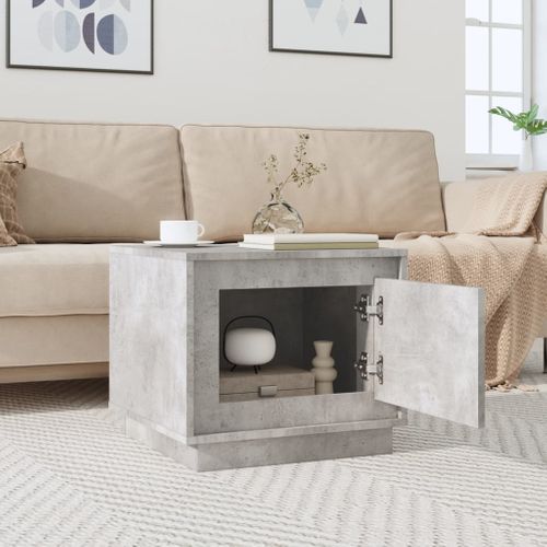 Table Basse Gris Béton 51x50x44 Cm Bois Contreplaqué