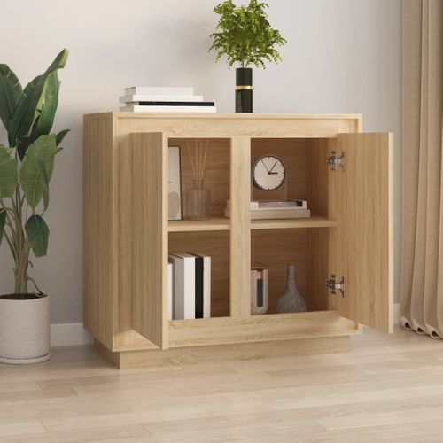 Buffet Chêne Sonoma 80x34x75 Cm Bois Contreplaqué