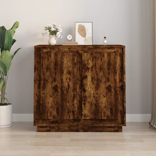 Buffet Chêne Fumé 80x34x75 Cm Bois Contreplaqué