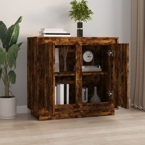 Buffet Chêne Fumé 80x34x75 Cm Bois Contreplaqué