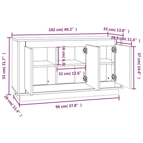 Buffet Blanc 102x35x55 Cm Bois Contreplaqué